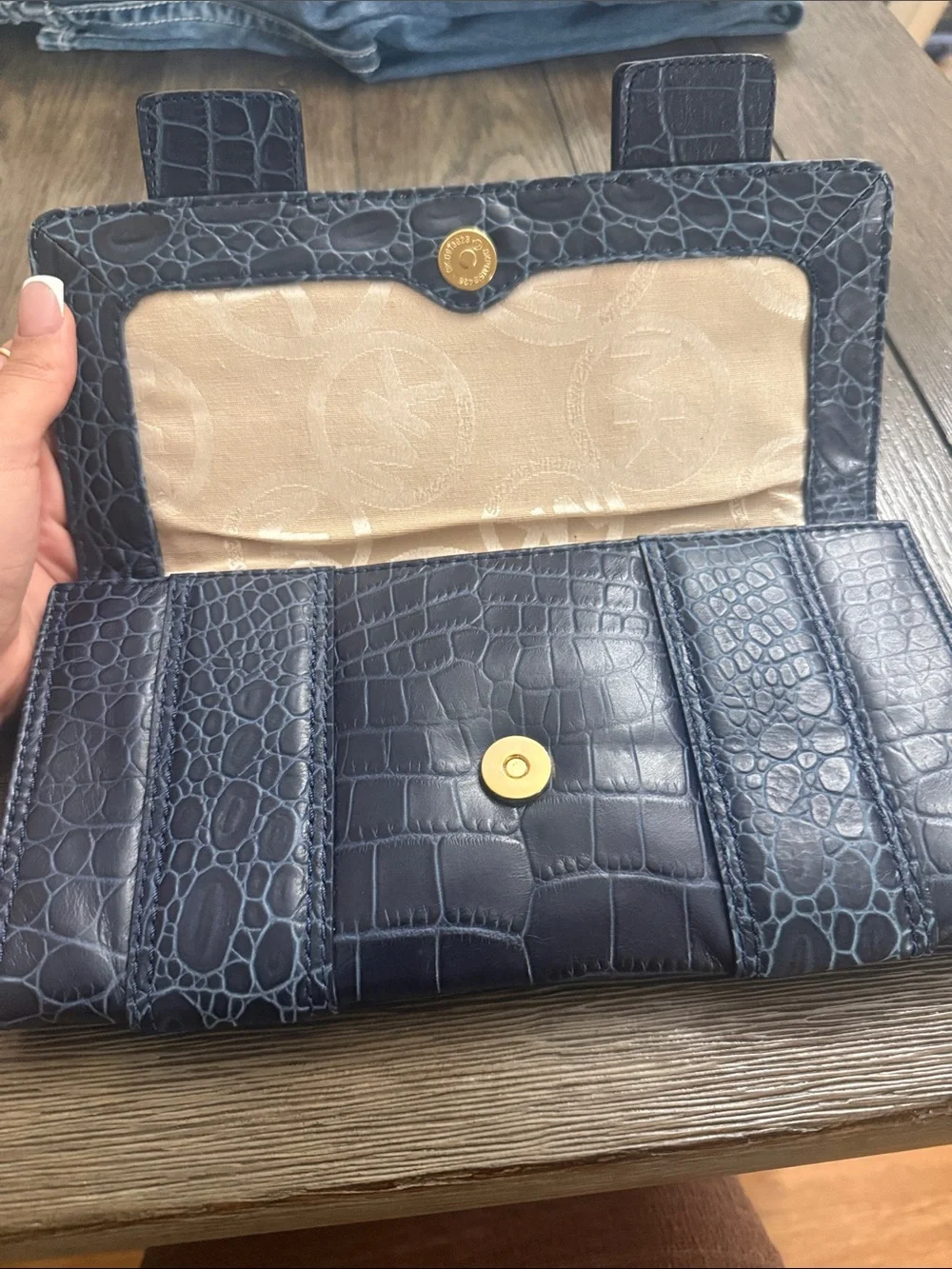Brand new navy blue Michael Kors leather hand bag